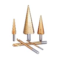 DIY. Step Drill, Straight Shank Hold Drill for Power Tools, HSS Step Drill Set, 0.11/0.31/0.31 inch (3/6/8 mm) Hold Drill Bits, Core Drill Bit.