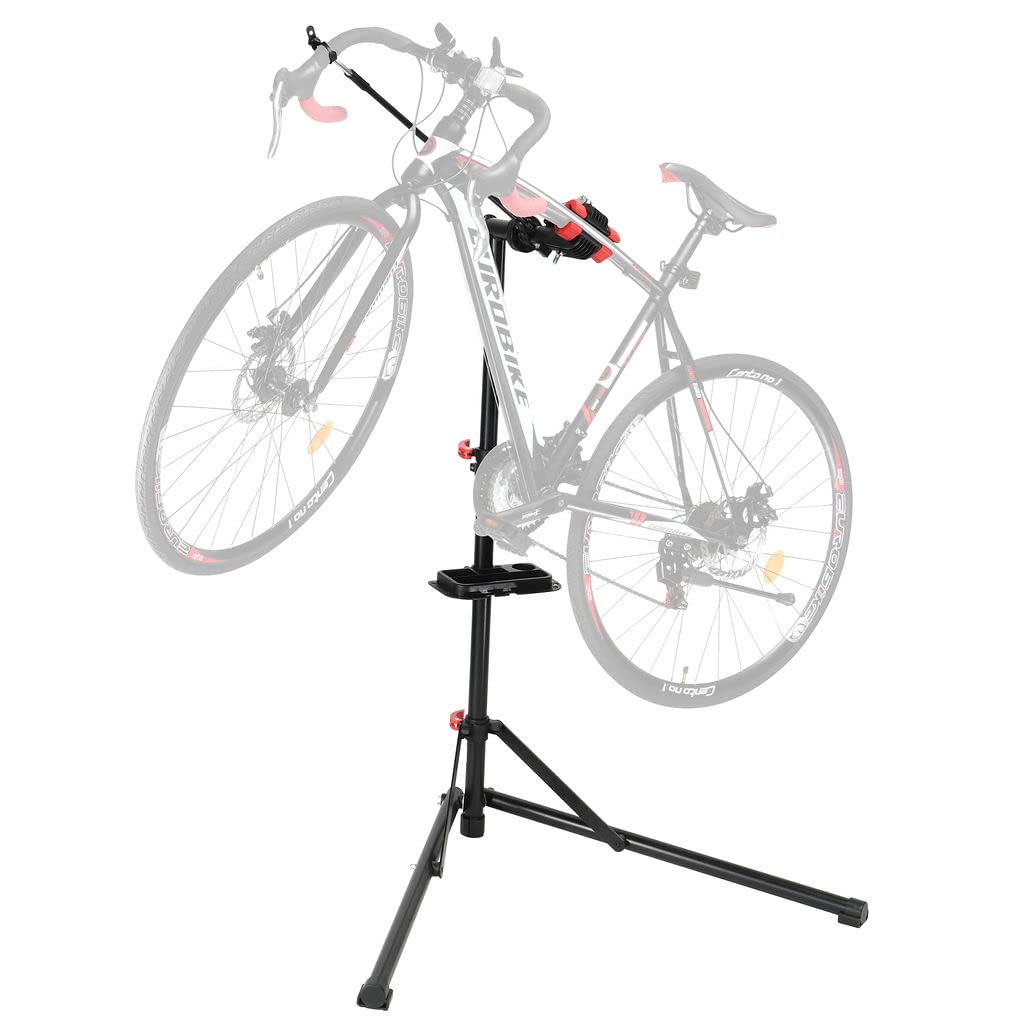 Bike Repair Stand - Foldable Home Bike Stand for Maintenance of Road Bike & Mountain Bike - Height Adjustable Portable Bike Work Stand - Single Bicycle Repair Stand with Quick Release Mechanism
