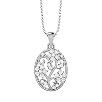 925 Sterling Silver Filigree Floral Natural Round Cut Moissanite Teardrop Charm Pendant Chain Necklace