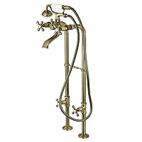 Kingston Brass CCK266K3 Kingston Freestanding Tub Faucet with Supply Line and Stop Valve, Antique Brass