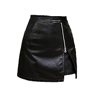 Women Casual Slim High Waist A Line Split Zipper PU Leather Skirts European Punk Shorts