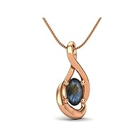 Dainty Oval Minimalist Solitaire Labradorite Pendant Necklace 925 Sterling Silver Oval Shape 5x3mm