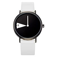 Watch Easy to Read Minimalist Design Leather Wrist Watch Black-White