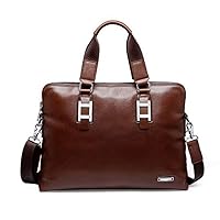 Leather Briefcase for Men Computer Bag Laptop Bag Waterproof Retro Business Travel Messenger Bag for Men Large Tote Brown