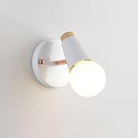 Personality Solid Wood Ceiling Lamp Sconce Creative Modern Adjustable Wall Light Fixture Bedside Light Multi-Angle Swing Arm Iron Wall Lamp Stylish (Color : White)