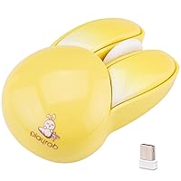 Cute Bunny Wireless Mouse, Lightweight Soundless Mouse, 2.4G Wireless Mice, Candy Colors, Kawaii Rabbit Mouse for Girls and Kids (Yellow Bunny)