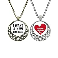 I Want A New Handbag Art Deco Fashion Pendant Necklace Mens Womens Valentine Chain