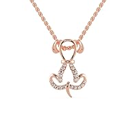 Certified Puppy Design Pendant in 14K White/Yellow/Rose Gold with 0.13 Ct Round Natural Diamond & 18k Gold Chain Necklace for Mother | Dog Animal Design Pendant Necklace for Grandmother (IJ, I1-I2)