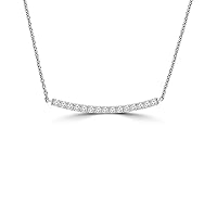 0.55 ct Round Cut Diamond Stick Bar Horizontal Long Pendant Necklace for Women (G Color SI-1 Clarity) With 16 inch Chain Included