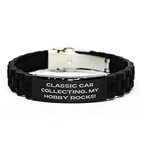 Love Classic Car Collecting, Classic Car Collecting. My Hobby Rocks!, Classic Car Collecting Black Glidelock Clasp Bracelet from
