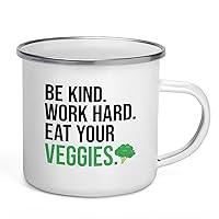 Dietitian Camper Mug 12oz - Be Kind Eat Your Veggies B - Nutritionist Foodies Vegan Vegetables Chef Cook Vegeterian Consultant Dietician Diet Plan