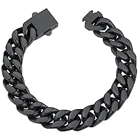 ChainsHouse Stainless Steel Cuban Link Bracelet for Men, 5mm/7mm/9mm/12mm Width, 7.5
