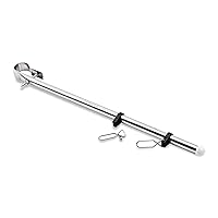 MARINE CITY 304 Grade Stainless Steel Rail Mount Flag Staff Pole with Adjustable Clamps | Polished Finish | 15-3/16 inches Length | Ideal for Boats, Marine, RVs, Fishing Boats
