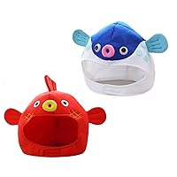 2pcs Plush hat Funny Cartoon Puffer Fish Plush Hat Xmas Gift head for party and Selfie