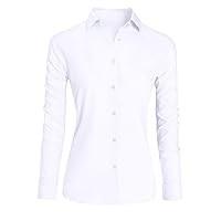 Button Down Shirts for Women, Wrinkle Free Business Casual Blouses Long Sleeve Simple Shirt