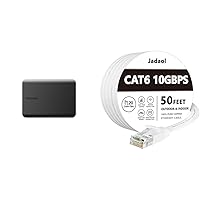 Toshiba Canvio Basics 1TB Portable External Hard Drive USB 3.0, Black - HDTB510XK3AA & Jadaol Cat 6 Ethernet Cable 50 ft, Outdoor&Indoor 10Gbps Support Cat8 Cat7 Network