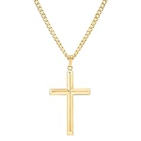 Men's Gold Filled Christian/Catholic Large Cross Pendant Necklace, Masculine & Big Gold-Filled Cross Shaped Pendant, 24