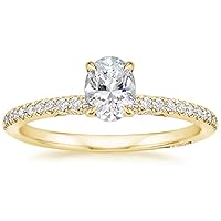 14K Solid Yellow Gold Handmade Engagement Ring 1.0 CT Oval Cut Moissanite Diamond Solitaire Wedding/Bridal Rings Set for Womens/Her Propose Rings