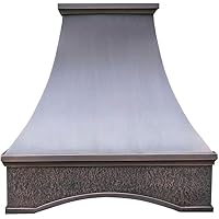 CT Copper Tailor Arched Copper Vent Hood Wall Mount,42'' W,30''H, 1150 CFM Exhaust Fan,Stainless Steel Vent,LED Light,Dishwasher-Safe Baffle Filters,CT-VH26SH