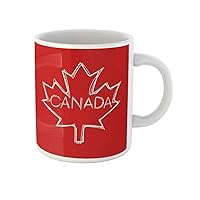 Coffee Mug Red Sketchy Maple Leaf Text Inside That Says Canada 11 Oz Ceramic Tea Cup Mugs Best Gift Or Souvenir For Family Friends Coworkers