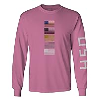 Flag USA American Patriotic Style 4th of July Memorial National Military Long Sleeve Men's