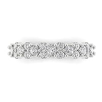 0.8 ct Brilliant Round Cut Wedding Bridal Engagement Clear Simulated Diamond Solid 18K White Gold Designer Band