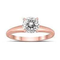 SZUL Certified 1 Carat Diamond Solitaire Ring Available in 14K White, Yellow and Rose Gold (H-I Color, I1-I2 Clarity)