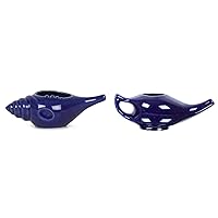 Leak Proof Durable Ceramic Blue 300 ML and Blue Matt 230 MLNeti Pot Non-Metallic and Comfortable Grip Microwave and Dishwasher Friendly Natural Treatment for Sinus