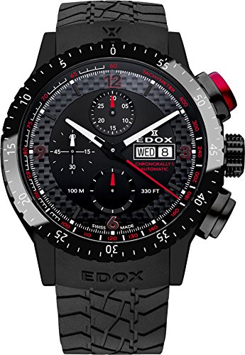 Edox Men's 01118 37NR NRO Chronorally 1 Analog Display Swiss Automatic Black Watch