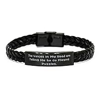 Perfect Puzzles Braided Leather Bracelet, The Voices in My Head are, Cute Gifts for Men Women from Friends, Birthday Gifts, Best puzzles, Top puzzles, Gift ideas, Presents