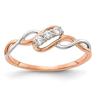 14k White and Rose Gold Diamond Polished Ring Size 7 Jewelry for Women