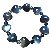 Natural Blue Labradorite Moonstone Crystal Carving Round Bead Bracelet