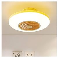 Ceiling Fan with Lights,50Cm Led Ceiling Fan with Lights,Remote Control Bedroom Lamps Children Room Home Restaurant 40W Three Color Changing Led Chandelier Fandelier/Yellow/20In