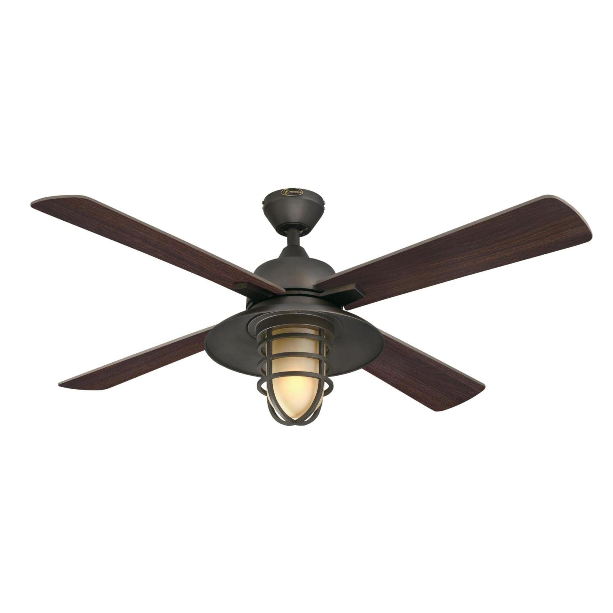 Westinghouse Lighting 74005B00 Porto, Smart WiFi Ceiling Fan Compatible with Amazon Alexa and Google Home with LED Light, Remote Control, 52 Inch, Black-Bronze Finish, Amber Frosted Glass
