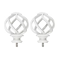 KAMANINA Replacement Finials for 1 or 7/8 Inch Curtain rods, Twisted Cage, M6 Screw Rod Finials, Ivory White, 2pcs