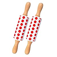 2pcs Children's Rolling Pin Baking Supplies Rolling Pin for Clay Rolling Pin Baking Roller Silicone Roller Pin Pastry Dough Wooden Small Rolling Pin Red Multicolor