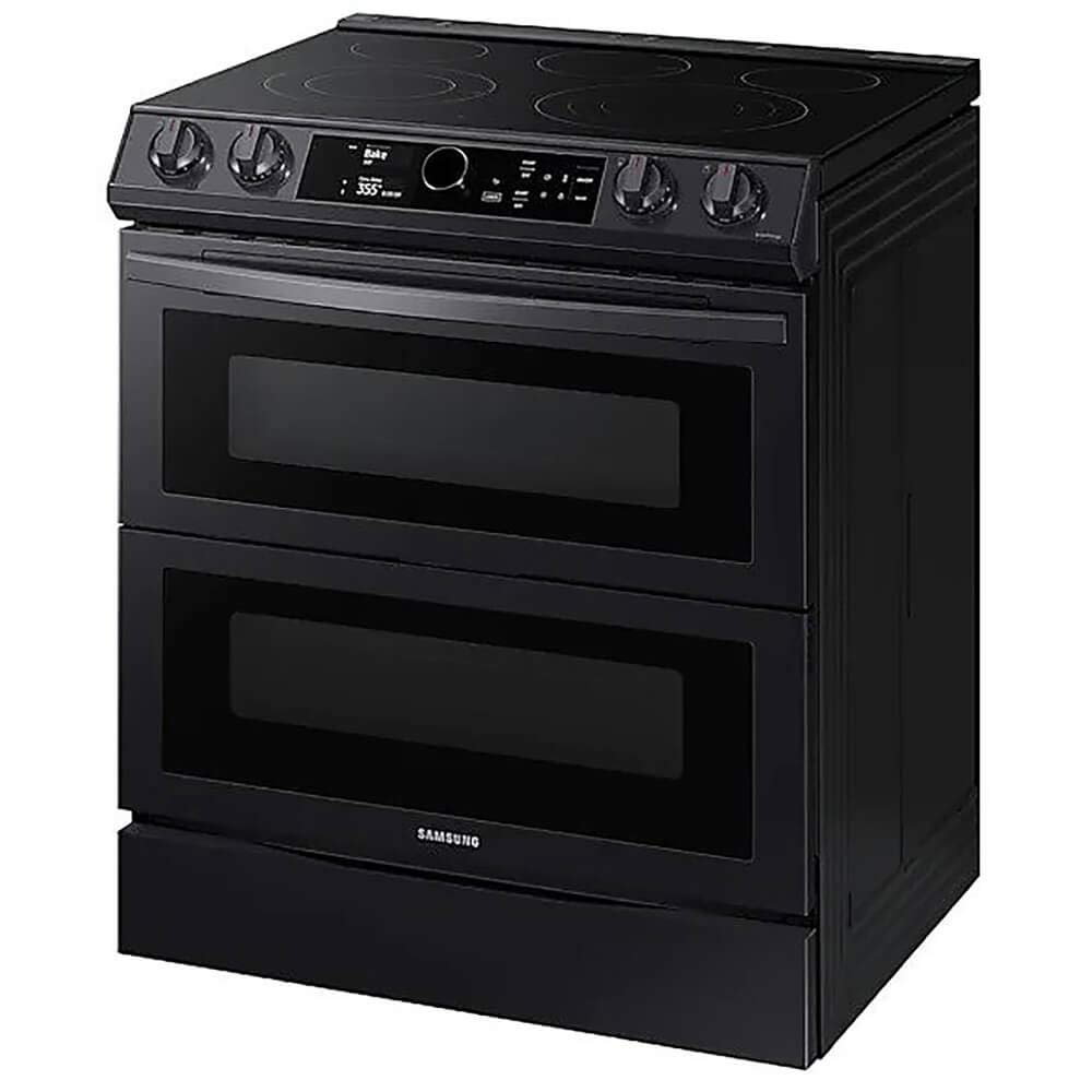 SAMSUNG NE63T8751SG 6.3 cu ft. Smart Slide-in Electric Range with Smart Dial, Air Fry, & Flex Duo(TM) in Black Stainless Steel