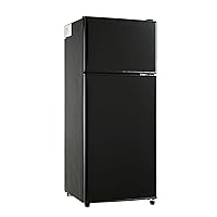 Compact Refrigerator Double Door Mini Fridge with Freezer, 3.5 CU FT Mini Refrigerator with 7 Level Adjustable Thermostat for Office, Dorm, Apartment, Black