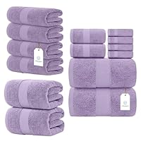 White Classic Luxury Lavender Bath Towel 8 Piece Set 2 Bath Towels | 2 Hand Towels | 4 Washcloths - Bath Towels Set of 4 Large 27