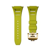 Fluorine Rubber Watch Band Silicone Strap (Color : Cyan C)