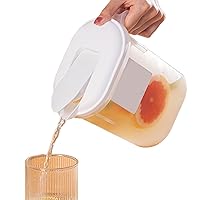 1.8L Plastic Kitchen Fridge Door Jug with Lid Water Fruit Juice Milk Drinks Pitcher Outdoor Summer Cocktail Container with Pour Spout and Handle Jugs