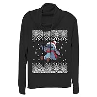 Disney Lilo Stitch Christmas Front Women's Long Sleeve Cowl Neck Pullover