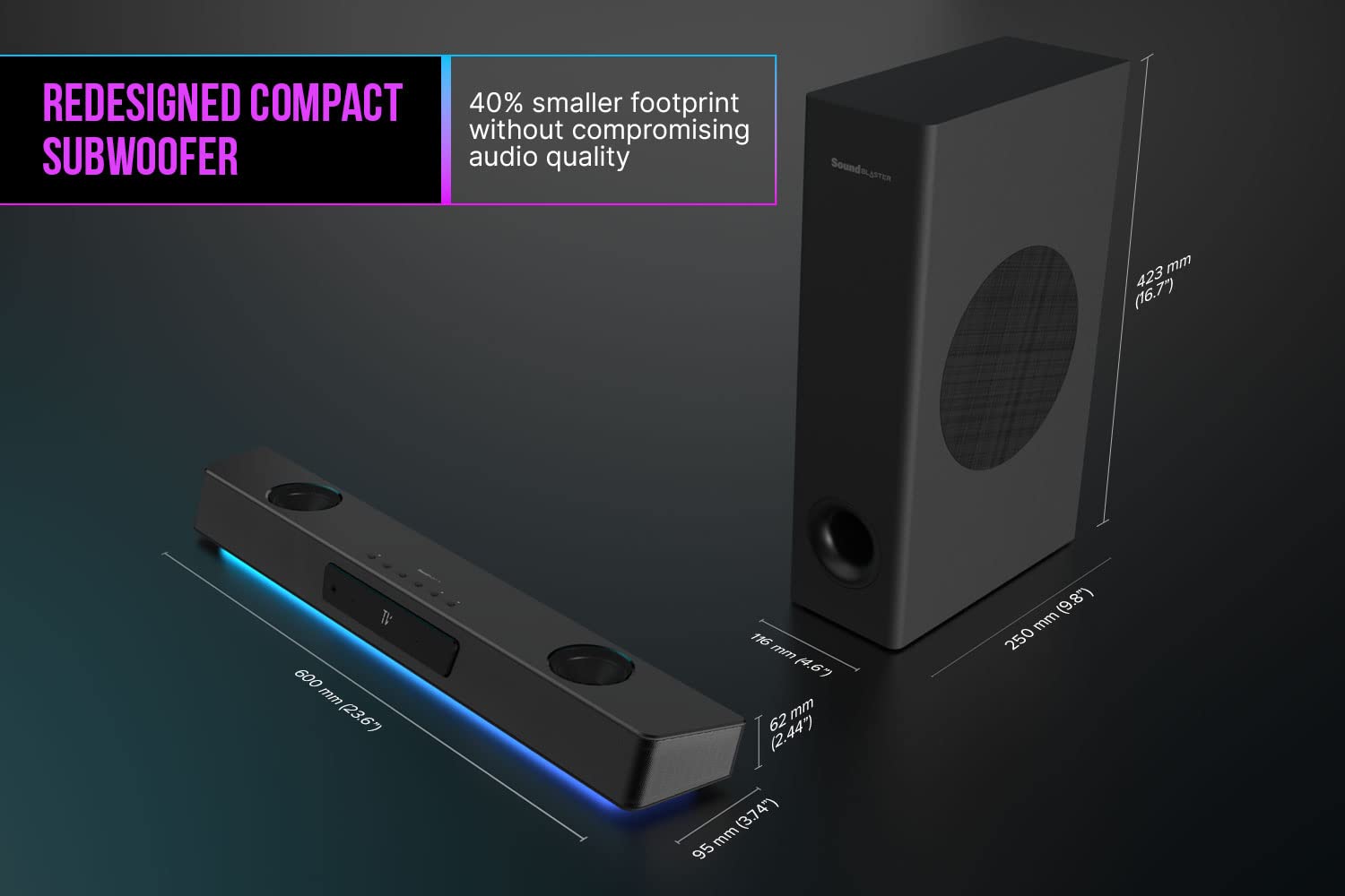 Creative Sound Blaster Katana V2X 5.1 Multi-Channel Gaming Soundbar with Compact Subwoofer, 180W Peak Power, ft Tri-Amplified 5-Driver Design, Super X-Fi Technology, and RGB Lighting