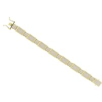 Yellow tone 925 Sterling Silver Mens CZ Cubic Zirconia Simulated Diamond Cluster Link Fashion Bracelet Jewelry for Men