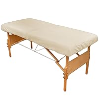 Body Linen Comfort Deluxe Flannel Massage Table Fitted Sheet. Premium Quality 100% Cotton Therapy Table Sheets. Elastic All Around for a Great Fit on Your Massage Bed - Color: Natural - 10 Pack