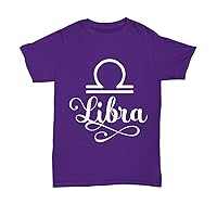 Libra Outfit Women Men Zodiac Sign Tops Tees Plus Size Graphic Novelty T-Shirt Purple