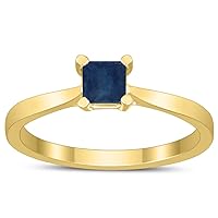 Square Princess Cut 4MM Sapphire Solitaire Ring in 10K Yellow Gold