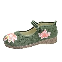 Lotus Embroidered Women Soft Cotton Fabric Flat Shoes Ladies Casual Comfortable Embroidery Platforms Sneakers EN8 Model 2 8.5