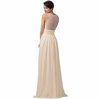 White Illusion Embroidered Top A Line Empire-Waist Chiffon Gown