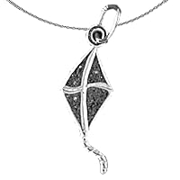 Silver Kite Necklace | Rhodium-plated 925 Silver Kite Pendant with 18